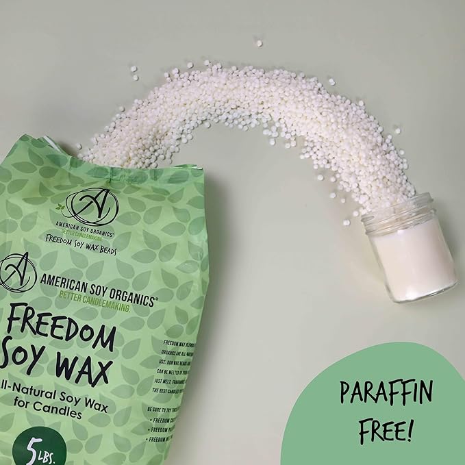 American Soy Organics Microwavable Soy Wax Beads for Candle Making – Premium Soy Candle Kit-10 pounds Freedom Soy Beads-4 Centering Devices- 20 Wick stickers-20 6-inch pre-Waxed Wicks
