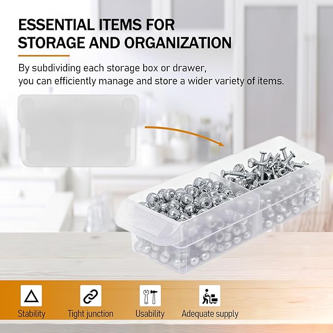 Small Plastic Drawer Dividers for Storage Cabinet, 40716 Width, 40-Pack, Clear and White (40716-40pack)