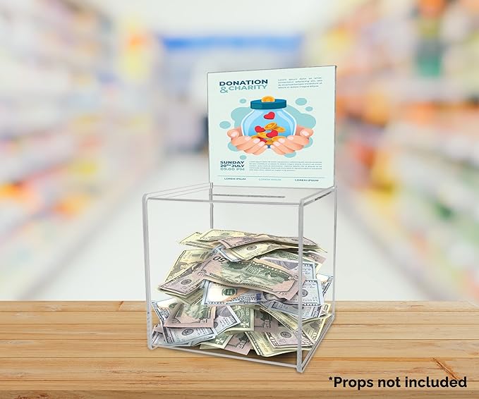8" Ballot Box with Header Sign Holder Clear Acrylic New Business Lead Collection Countertop Bin by Marketing Holders