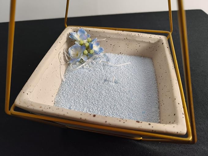 DRMAISON Pearled Candle Wax Sand DIY Kit - 35.3 oz, Cream Blue, Non-Toxic&Smoke-Free, Refillable with 60 Wicks, Long-Lasting Flame, Highly Customizable for Wedding, Party&Holiday Decor