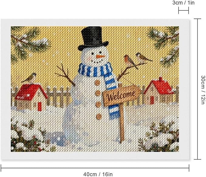 AIVKIEJK Diamond Painting Kits for Adults - Christmas Welcome Snowman Winter Christmas Painting DIY 5D Full Drill Diamond Dots Paintings with Diamonds Gem Art and Crafts Home Decor 12"x16"