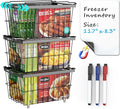 iSPECLE Freezer Organizer Bins - 3 Pack with Freezer Inventory List Board, Adjustable Width for 5 to 7 Cu.Ft Chest Freezers, Stackable Deep Freezer Bins, Assembly Required, Black