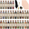 30 Pack Witchcraft Supplies Herbs, Dried Herbs and Flowers Bottles Kit for Witch Beginner, Wiccan, Wicca Altar Supplies, Magic Spell, Candle and Soap Making, with Witchy Spoon, Bell and More