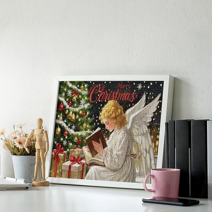 AIVKIEJK Diamond Painting Kits for Adults - Merry Christmas Angel Welcome Painting DIY 5D Full Drill Diamond Dots Paintings with Diamonds Gem Art and Crafts Home Decor 16"x20"