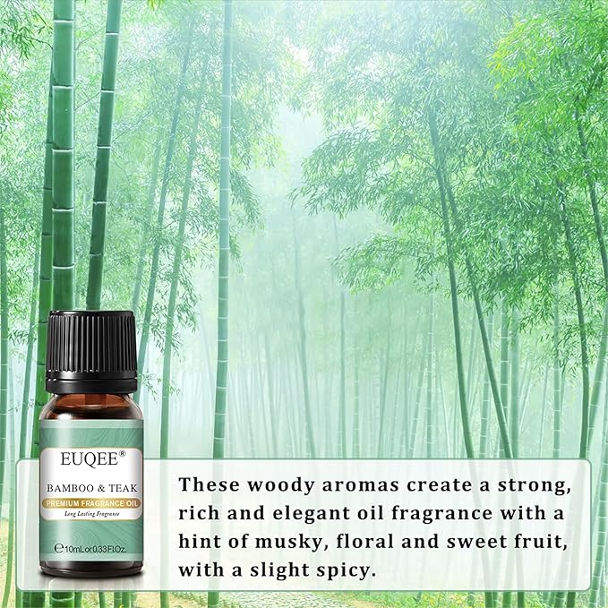 EUQEE Nature Air Premium Grade Scented Oils Gift Set - Sea Breeze, Forest Pine, Bamboo & Teak, Cedarwood, Sandalwood, Freesia (10ml)