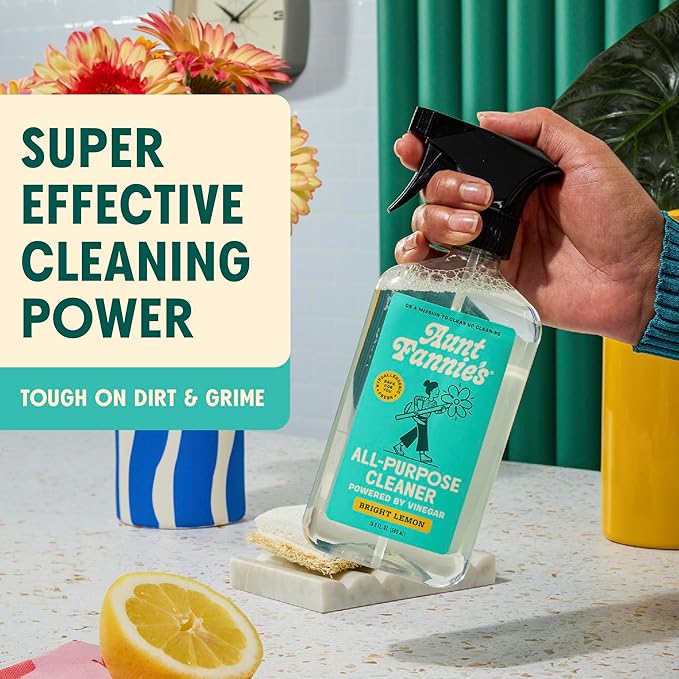 Aunt Fannie's All Purpose Household Cleaner, Multi-surface Spray, Powered by Vinegar for Kitchen, Bath, Windows and Countertops, Lemon Scent (Pack of 1)