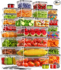 60 PCS Food Storage Containers with Lids, BPA-Free Plastic Food Containers for Kitchen Storage, Leak Proof, Reusable Meal Prep Containers with Labels & Pen