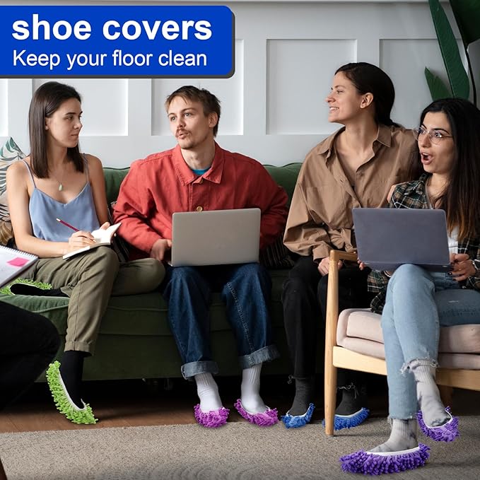 Cosywell Large Size 5 Pairs 10 PCS Shoes Cover for Mop Slippers Dusting Mop Shoes for Floor Cleaning House Washable（L）