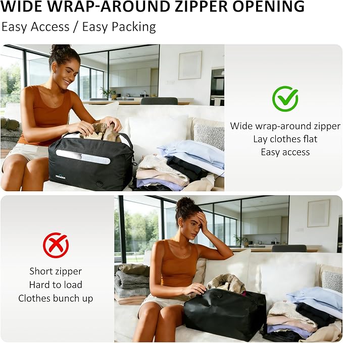 Travel Vacuum Bags with Pump – 33L Vacuum Seal Bags for Clothing, IPX8 Waterproof Vacuum Storage Bags with Handle for Luggage, Backpack, Suitcase, Home & Outdoor 2pack (Black)