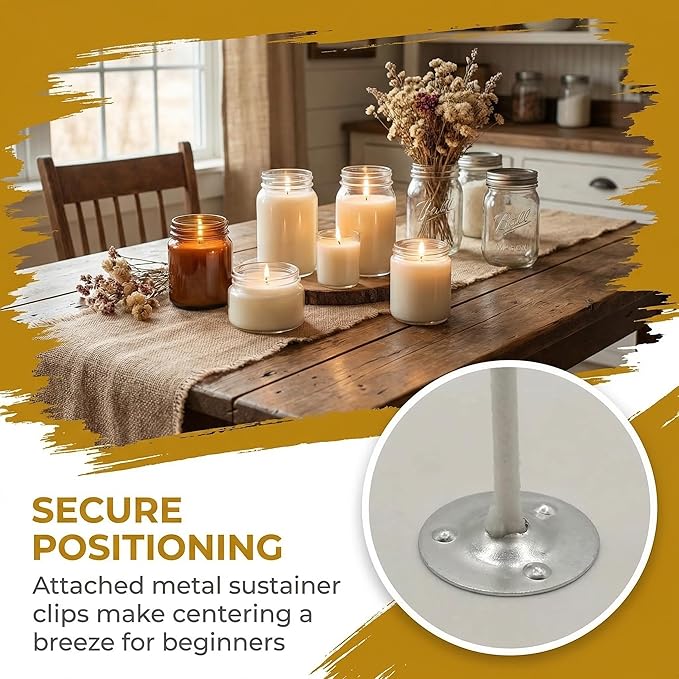 100 Pieces of Cotton Wick with Clips are Used as the Wick for Making Candles They can be Used for Making Soy Wax Paraffin Wax and Beeswax Candles (6 inches)