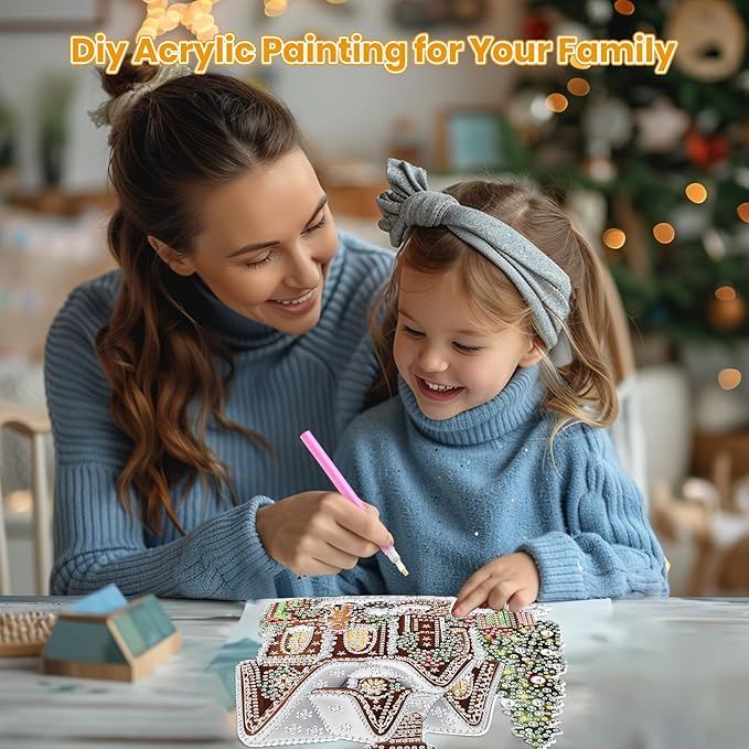 MOGTAA Christmas Diamond Art Hanging Kits for Adults Kids, Christmas House Diamond Art Suncatchers, 5D Special Shape Diamond Painting Window Pendant Kit for Home Garden Wall Decor