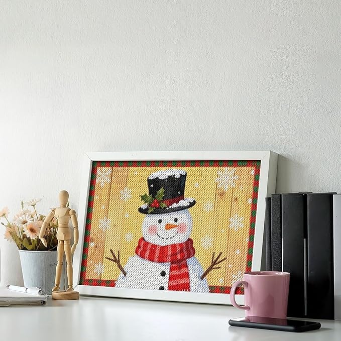 AIVKIEJK Diamond Painting Kits for Adults - Festive Snowman Red Scarf Painting DIY 5D Full Drill Diamond Dots Paintings with Diamonds Gem Art and Crafts Home Decor 8"x12"