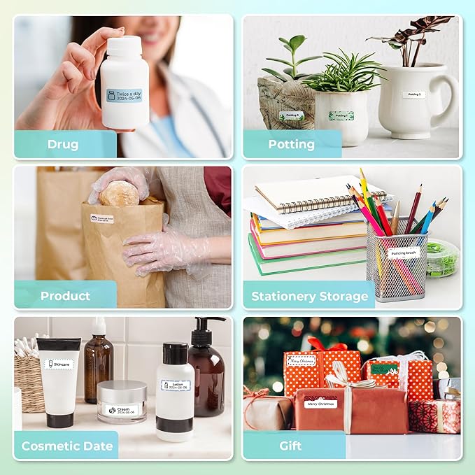 NELKO P21 Genuine Adhesive Pattern with Border Label Paper 14x40mm (0.55inchesx1.57inches) 180 Labels/Roll, 3 Rolls, for Home Office Organization, Gift for Decoration, Compatible with P21 Label Maker