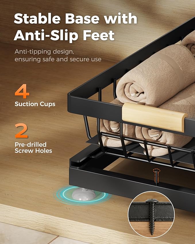 3 Pack Under Sink Organizer, Height Adjustable 2 Tier Pull-Out Metal Under Kitchen Sink Organizer, Multi-Purpose Storage Shelves for Kitchen Bathroom Cabinet (Black)