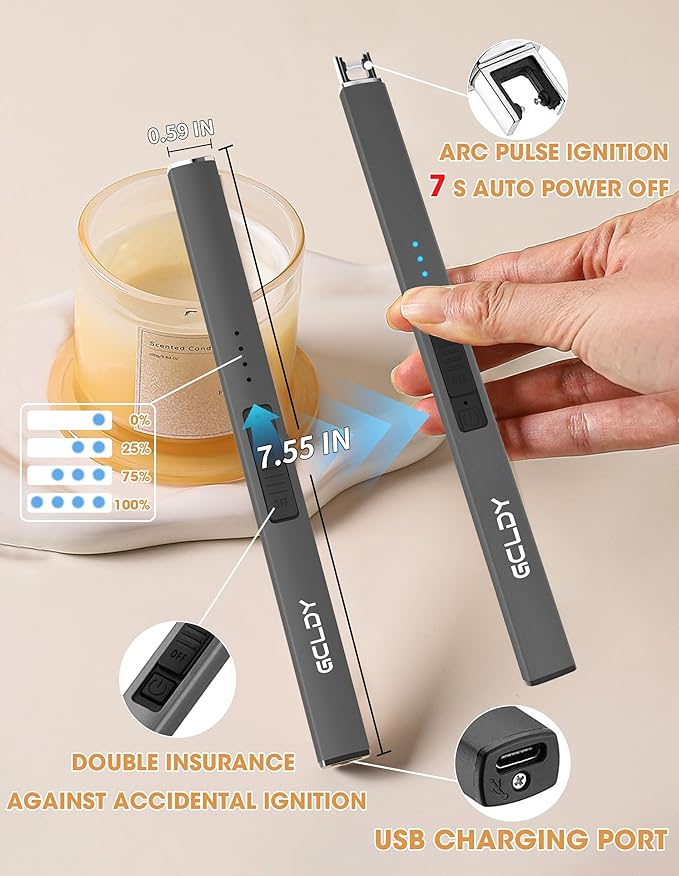Electric Candle Lighter, Gifts for Her/Him, USB Arc Rechargeable Windproof Long Lighter for Candle, Best Stocking Stuffers 2025, Birthday Gift for Women Men Mom Wife Sister,Gift for Sister