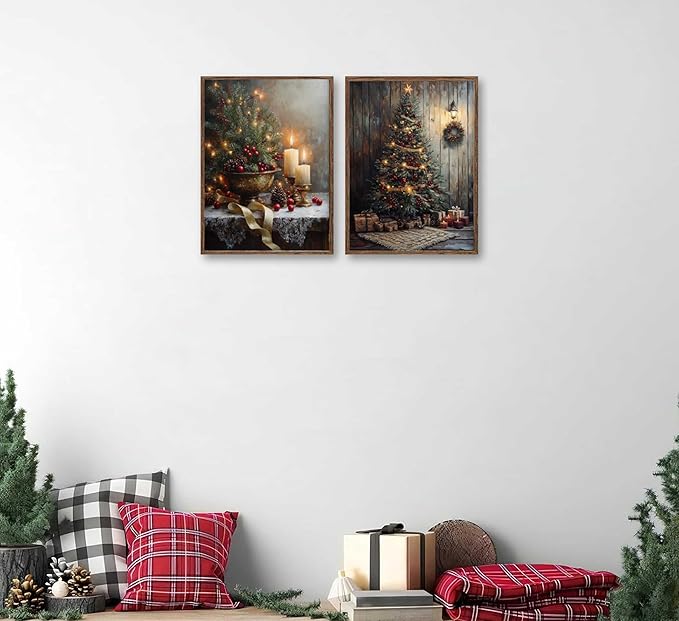 Paint by Number Kit for Adults & Kids, 2 Pack Christmas DIY Painting Kit, 16x20 Inch Canvas Each, with Brushes, Paints & Hanging Kits Unframed