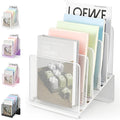 LEKETREE File Organizer for Desk, Desk Organizer with 5-Section Vertical File Rack, File Folder Organizer, Desk Accessories & Workspace Organizers(White)