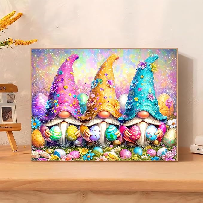 Reivworl Easter Diamond Art Kits for Adults, Easter Diamond Painting Kits, 5D Gem Art Kit for Gifts and Home Interior Decor 12x16 Inch