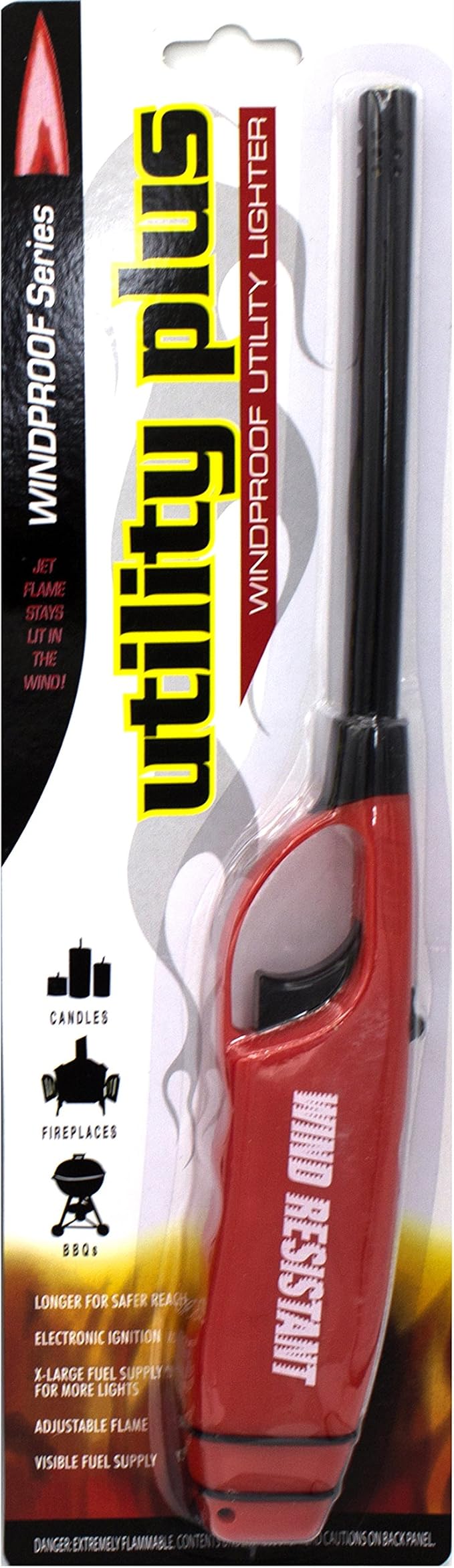 Windproof Multipurpose Long Neck Lighters, Ideal for Camping Hiking BBQ Grilling Fireplace Outdoor, Utility Lighters, Value Pack of 6