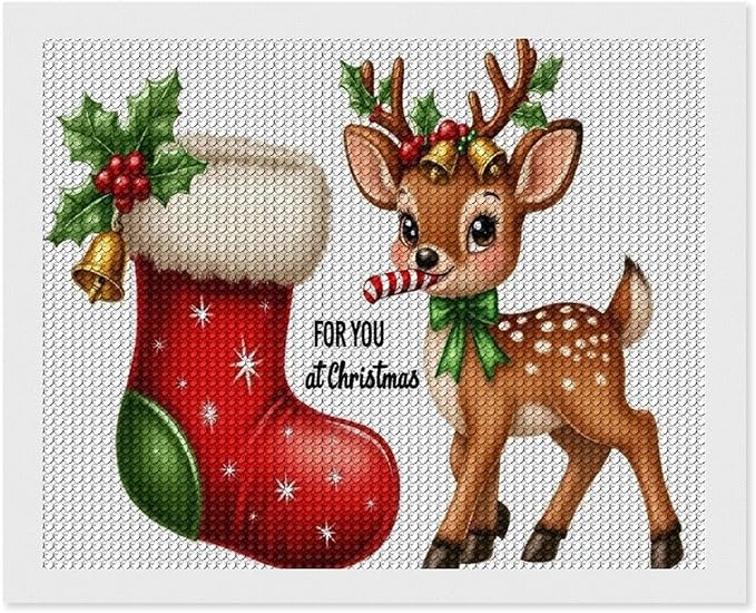 AIVKIEJK Diamond Painting Kits for Adults - Deer Sugar Bell Holiday Christmas Painting DIY 5D Full Drill Diamond Dots Paintings with Diamonds Gem Art and Crafts Home Decor 16"x20"