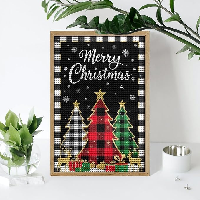 AIVKIEJK Diamond Painting Kits for Adults - Merry Christmas Tree Holiday Painting DIY 5D Full Drill Diamond Dots Paintings with Diamonds Gem Art and Crafts Home Decor 8"x12"