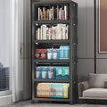 Stackable Storage Bins with Lids, 275QT Closet Organizers and Storage with Doors and Wheels, Extra Large Storage Cabinet, Collapsible Plastic Drawers for Bedroom Kitchen Office Garage