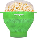 The Original Hotpop Microwave Popcorn Popper, Silicone Popcorn Maker, Collapsible Bowl BPA-Free and Dishwasher Safe- 20 Colors Available (Transparent Green)