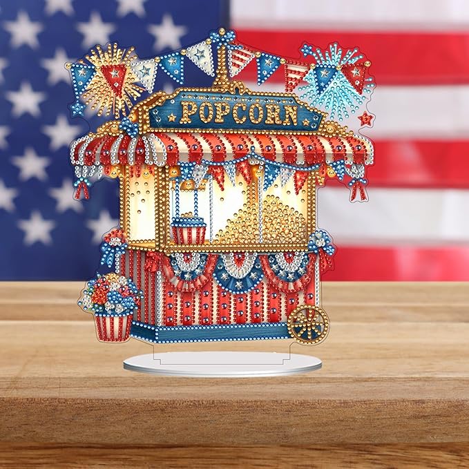 ARTopet 2Pcs DIY Diamond Desktop Ornament US Independence Day Special Shaped Crystal Double Sided Pattern Single Sided Diamond Art Painting Tabletop Home Ornaments Decor-02