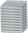 10-Pack Double-Layer Dry/Wet Dual-Use Metal Wire Non-Scratch Cloth Multi-Purpose Magic Cleaning Cloth Silver Wire Dish Cloth for Cookware, Tableware, Sink, Stove Cleaning, etc.(10PCS)