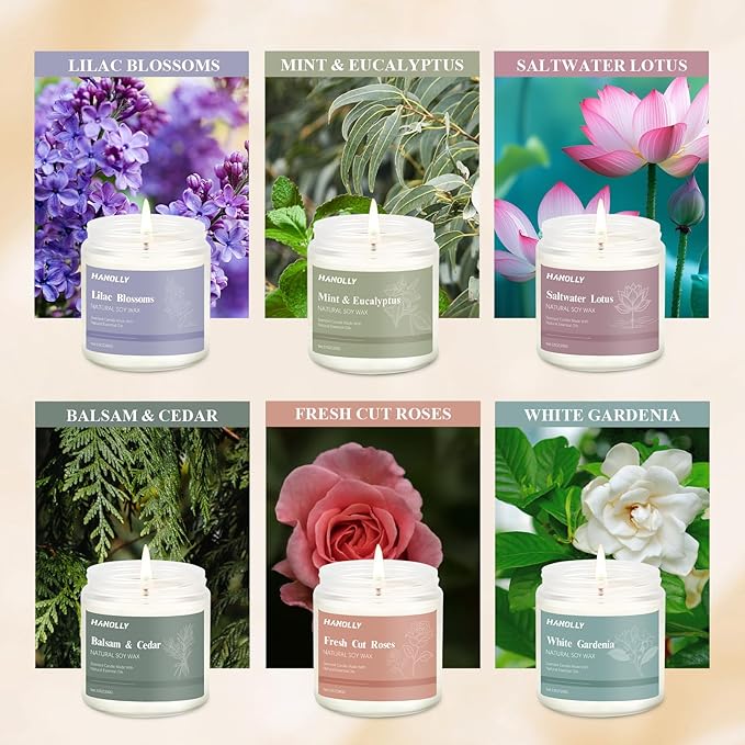 12 Pack Candles for Home Scented, Aromatherapy Candles Gifts Set for Women, Lavender, Vanilla, Rose Candle, 42OZ Natural Soy Wax Long Lasting Jar Candle, Birthday Valentine’s Day Present