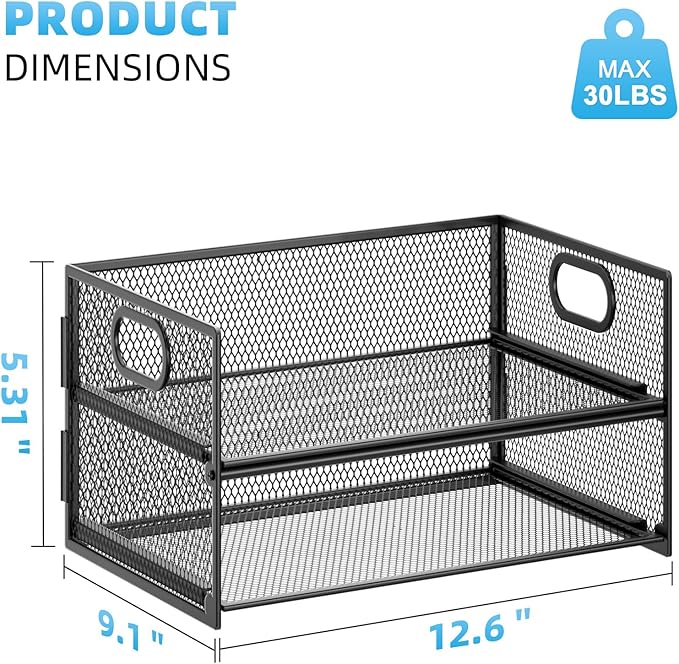 Marbrasse 2 Tier Paper Organizer Letter Tray, Mesh File Organizer with Handle, Paper Sorter Desk Organizer for Home Office Supplies - 2P