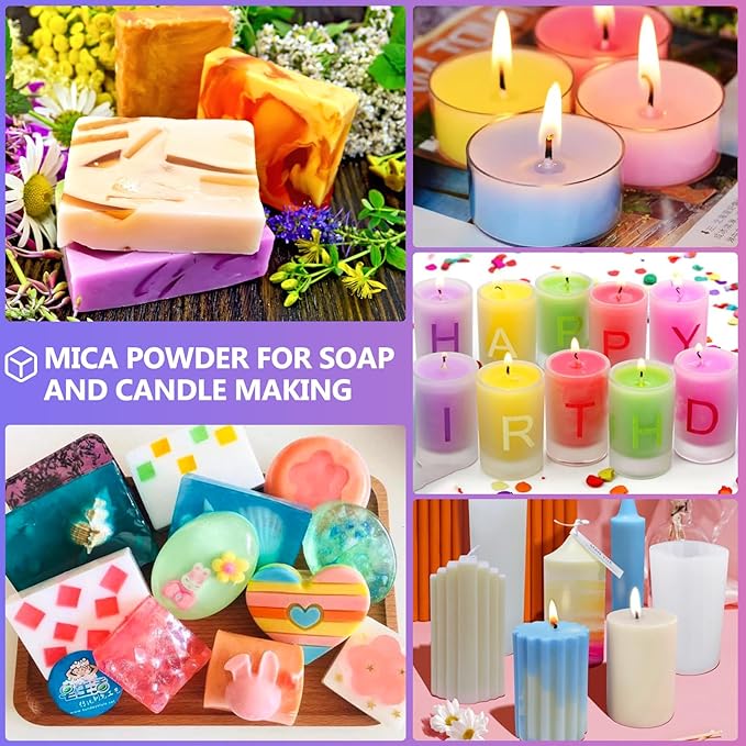 CHANGTIKEJI Mica Powder - 144 Colors - 10g/Bottle of Natural Pigment for Epoxy Resin，Eye Shadow,Car Freshies,Soap Making,Nail Polish,Candle Making,Bath Bombs