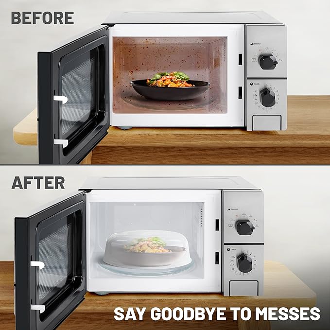 Microwave Cover for Food, Microwave Splatter Proof Plate Guard, Microwave Lid Food Cover for Microwave Oven with Steam Vents, Clear Dishwasher Safe BPA Free Plastic, 10 Inch, 2 PK – By RamPro