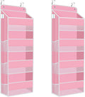 SpaceHacks 2 Pack Over The Door Organizer Hanging Storage Organizers with Clear Window 40lb Large Capacity Room Organizer for Pantry Laundry Bathroom Nursery Closet(Pink)