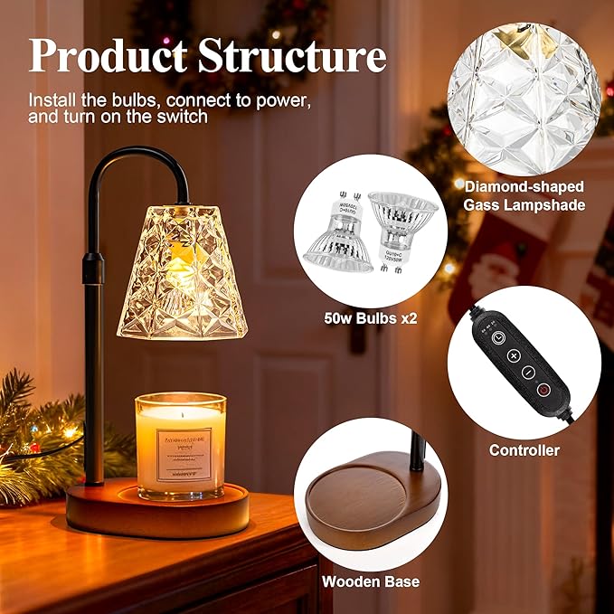 Candle Warmer Lamp with Timer, Birthday Gifts for Women Mom, House Warming Gifts New Home, Wax Melt Warmer for Scented Jar