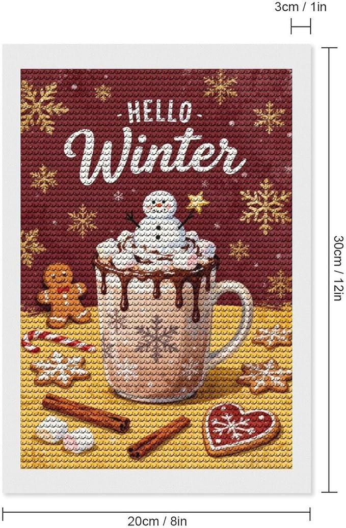 Diamond Painting Kits for Adults - Hello Winter Ice Cream & Gingerbread Snowflakes & Candles Painting DIY 5D Full Drill Diamond Dots Paintings with Diamonds Gem Art And Crafts Home Decor 8"x12"