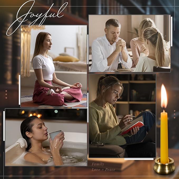 40 PCS 30 Minute Beeswax Taper Candles Natural Smokeless Mini Pure Beeswax Candles with Brass Candle Holders for Home Meditation Prayer