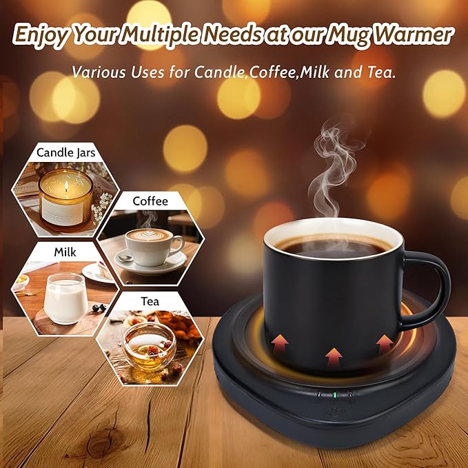 Candle Warmer with Timer, Coffee Mug Warmers for Large Jar,Safely Releases Scents Without a Flame, Melt The Candle Quickly, Enjoy Your Warm Coffee Tea. Gifts for Festival Birthday Women Men Mom Dad