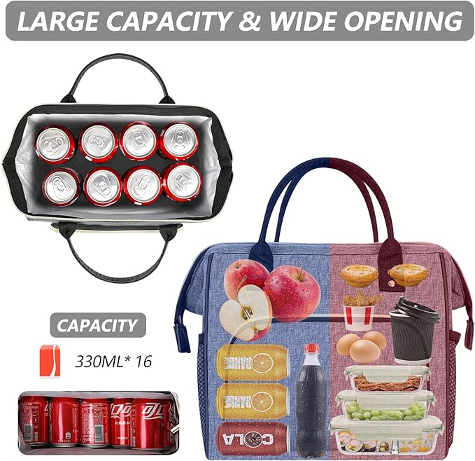 IDEATECH Large Insulated Lunch Bags for Work, Leakproof Lunch Box for Women & Men, Lunch Tote Cooler Bags with Adjustable Shoulder Strap for Teacher, Nurse, Mom, Womens Lunchbox Gifts (Grey)