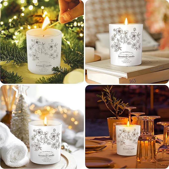 Deluxe Scented Candle for Women & Men, Vanilla Coconut Soy Wax Candle, 9.2 Oz Jar Candle for Home, Scented-80 Hour Long Lasting Burning, Suitable Present for Mom