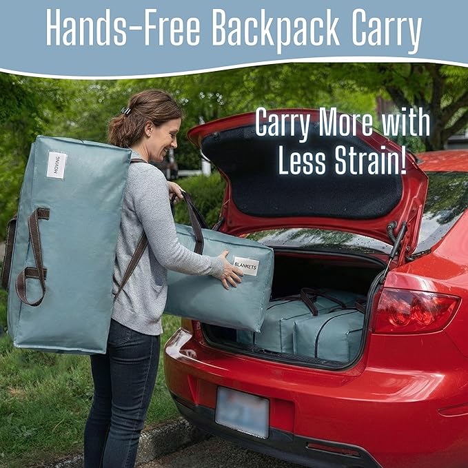 VENO 2 Pack Heavy Duty Moving Bags with Backpack Straps, Zippers & Handles, Extra Large Packing Bags for College Dorm Essentials, Moving Supplies Alternative to Cardboard Moving Boxes