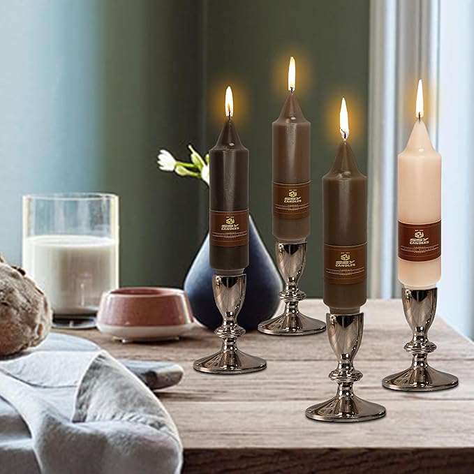 5 inch Cute Taper Candles Stick Unscented Tapered Candles 4 Pack Gradient Coffee Candlesticks for Wedding Party Home Décor