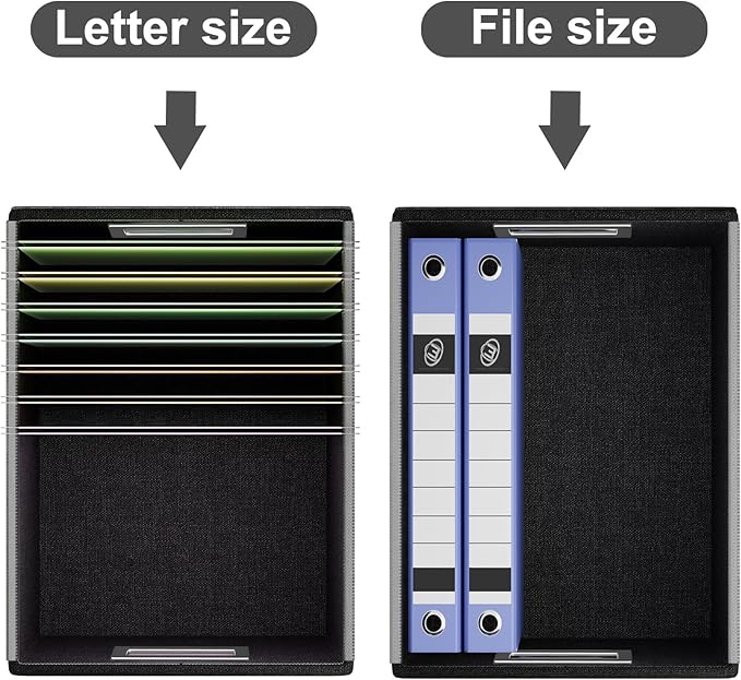 Huolewa Portable Leather File Organizer Boxes with Lids, Collapsible File Folder Organizer Boxes, Decorative Small Filing File Cabinet for Home/Office, Easily Store Documents/Hanging File Folders