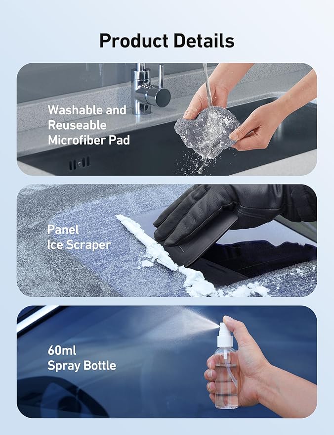 AstroAI Windshield Cleaner Tool, Microfiber Car Window Cleaner with 4 Reusable and Washable Microfiber Pads and Extendable Handle Auto Inside Glass Wiper Kit, Gray