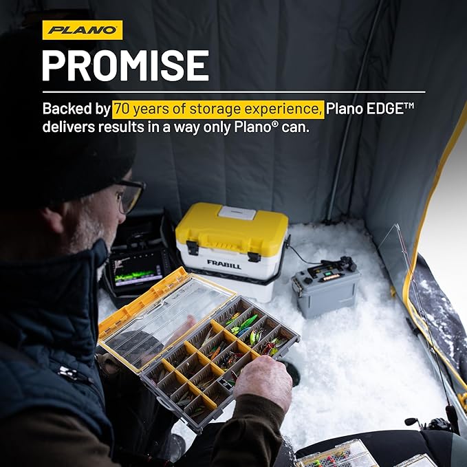 Plano EDGE 3600 Premium Tackle Utility Box, Gray and Yellow with Clear Lid, Rust-Resistant and Waterproof, Customizable Tackle Protection Organization
