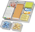 Marbrasse 3 Packs Desk Drawer Organizers, Metal Mesh Dividers with 9 Adjustable Compartments, Pen Organizer for Drawer Tray Box Accessories for Desktop,Kitchen, Makeup(Silver)