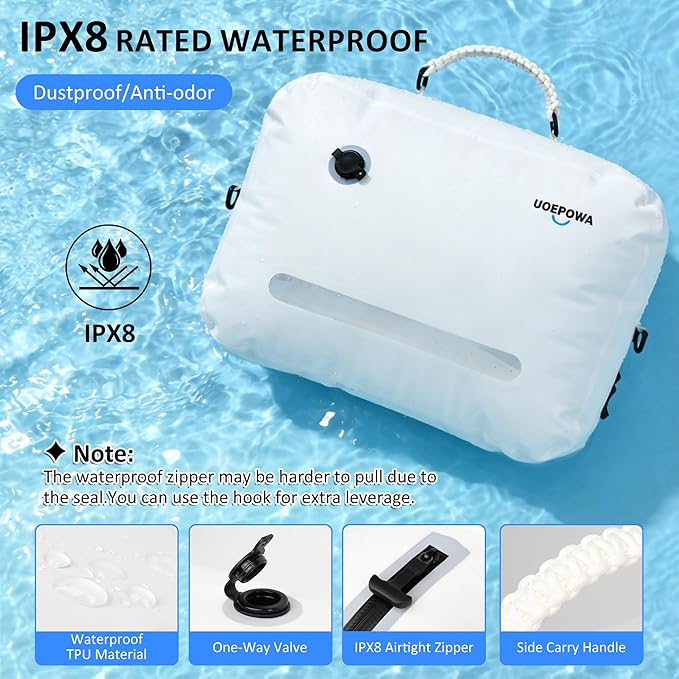 Travel Vacuum Bags with Pump, 33L Vacuum Seal Bags for Clothing, IPX8 Waterproof Vacuum Storage Bags with Handle for Luggage, Backpack, Suitcase, Home & Outdoor