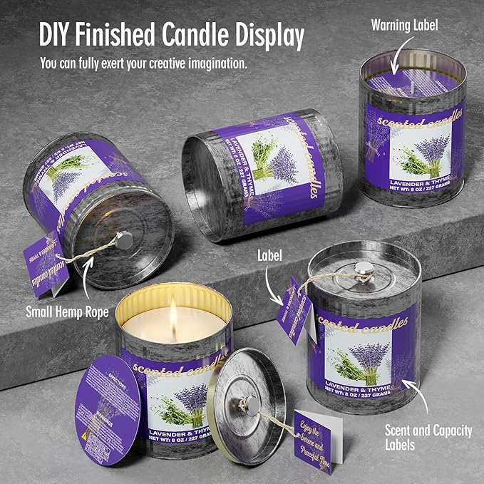 Domivirgo Empty Candle Tins for Making Candles, 10oz Vintage Style Candle Jars, Candle Containers with lid (Grey)