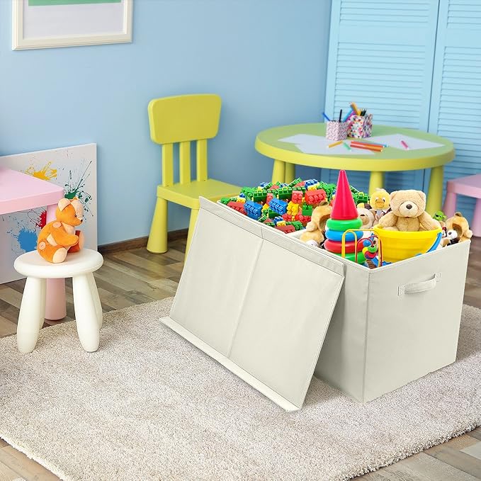 Sorbus Toy Chest with Flip-Top Lid, Kids Collapsible Storage for Nursery, Playroom, Closet, Home Organization, Large (Pattern - Chevron Gray)