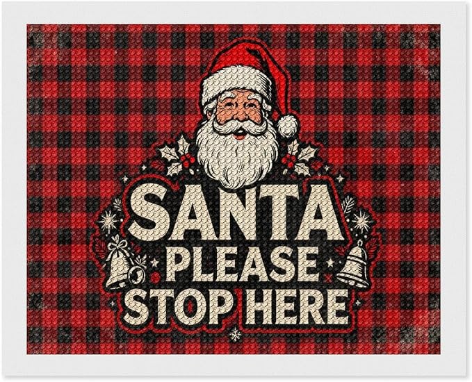 AIVKIEJK Diamond Painting Kits for Adults - Christmas Santa Please Stop Here Painting DIY 5D Full Drill Diamond Dots Paintings with Diamonds Gem Art and Crafts Home Decor 16"x20"